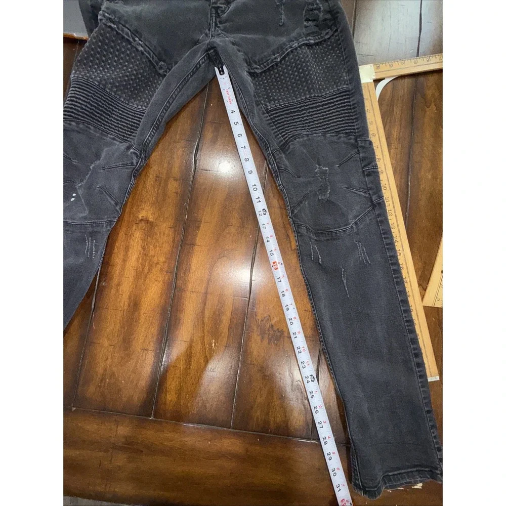 Focus Jeans Mens 38X34 Black Denim Heavy Distressed